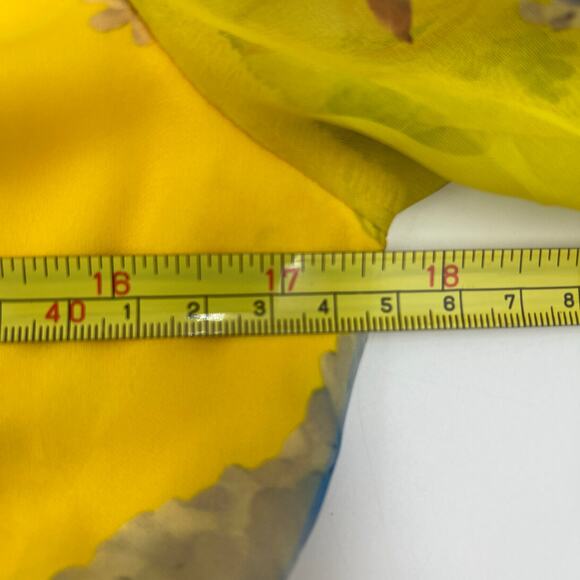 Mac Duggal Long-Sleeve V-Neck Mini Dress Anthropologie Yellow Printed Floral - Picture 5 of 12